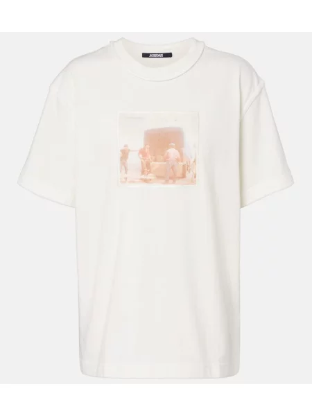 Tricou Jacquemus cu imagine din jerseu alb