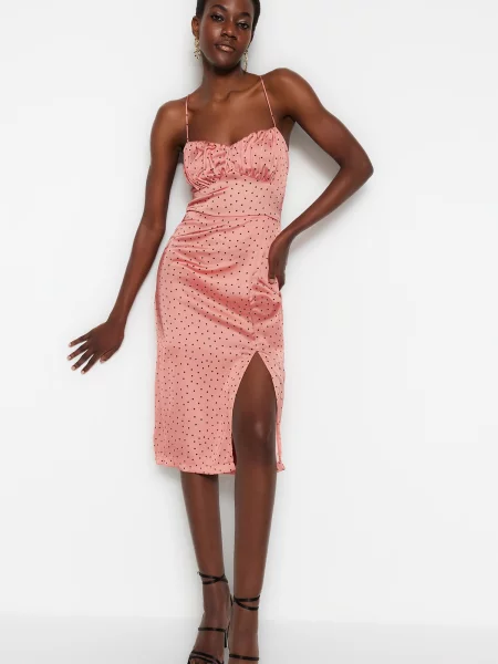 Rochie midi Trendyol până la genunchi roz
