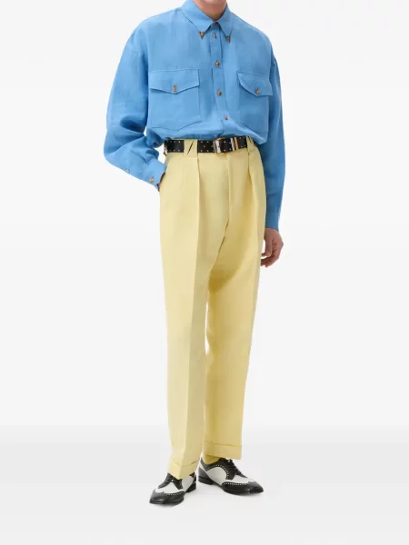 Pantaloni Versace de lână business galben