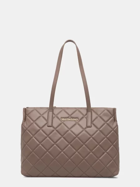 Shopper kabelka Valentino z ekologickej kože hnedá