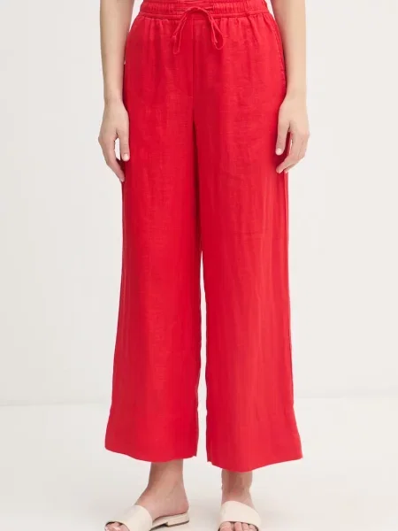 Tommy Hilfiger hlače lanene rdeča