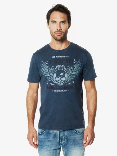 KOROSHI Tricou indigo / noapte albastru