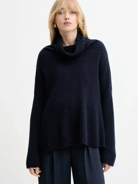 MAX&Co. pulover de cașmir bleumarin light cu guler
