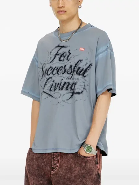 Tricou Diesel cu imagine gri