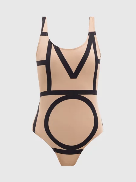 Купальник з принтом монограми Toteme бежевий