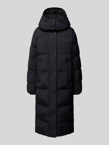 Płaszcz pikowany Opus z kapturem w jednolitym kolorze klasyczny czarny