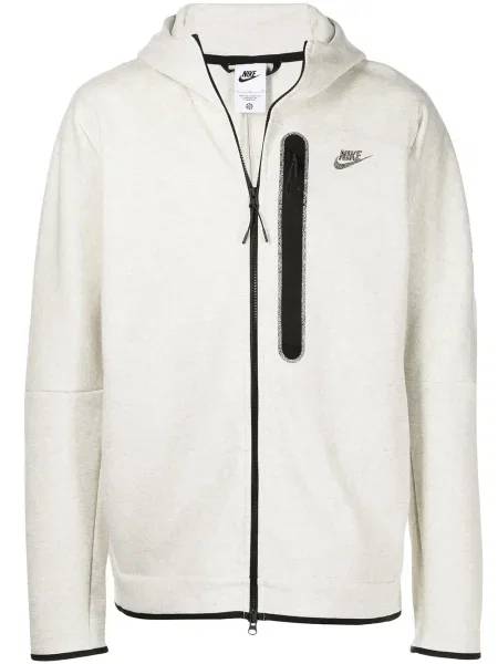 Hanorac cu glugă Nike din fleece alb