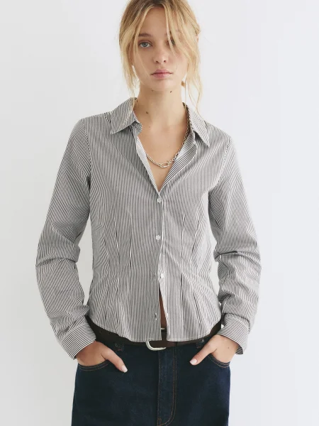 Pull&Bear Bluză maro alb