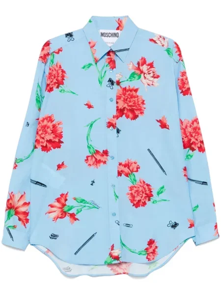 Cămașă Moschino cu model floral cu imagine albastru