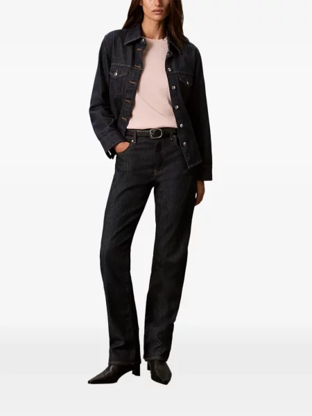 Lung pulover Calvin Klein cu decolteu rotund roz