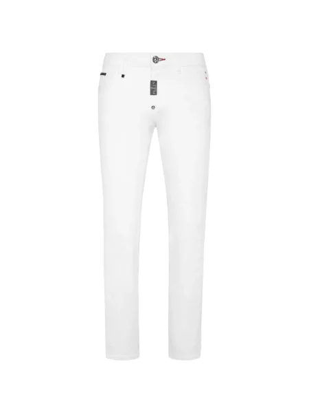 Blugi drepți Philipp Plein alb