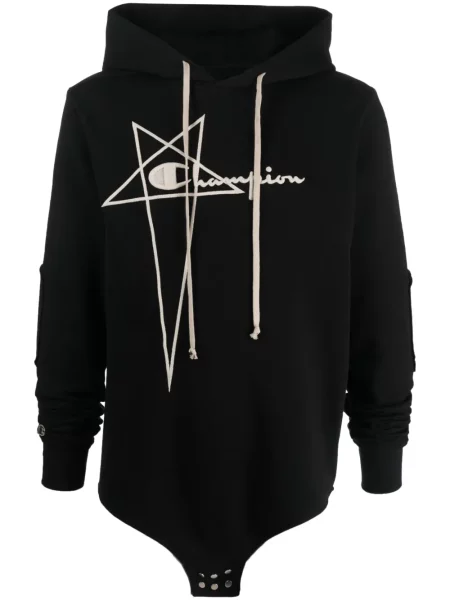 Суичър с качулка Rick Owens X Champion бродиран черно