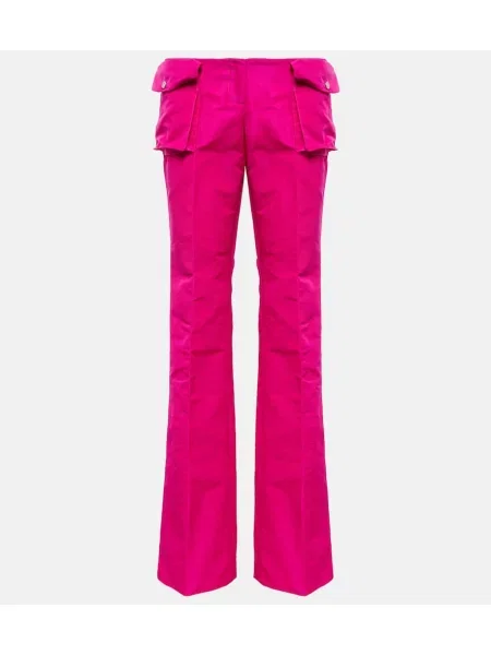 Satynowe spodnie cargo Laquan Smith z niską talią różowe