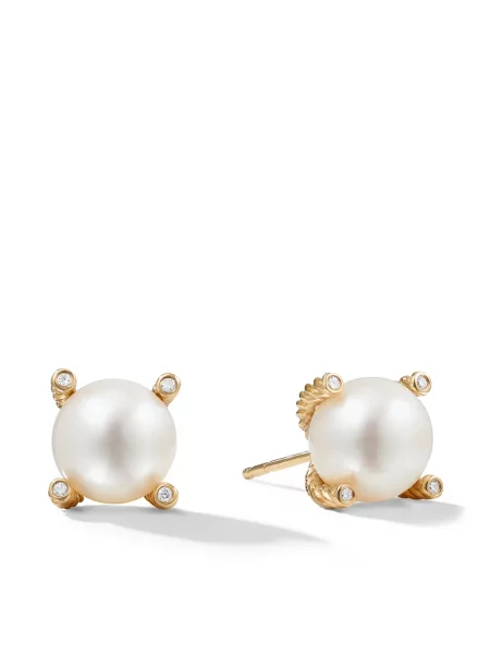 Cercei David Yurman cu perle alb