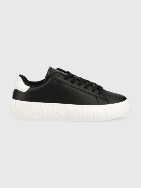 Lniane trampki Tommy Jeans czarne