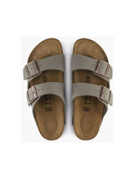 Klapki Birkenstock skórzane szare