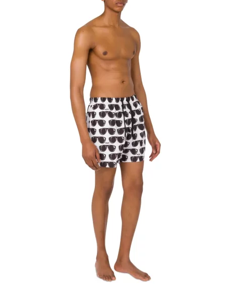 Slip de baie Moschino cu imagine alb