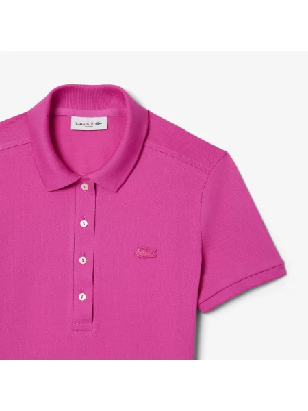 Lacoste Koszulka Polo Slim Fit Stretch Mini Piqué różowa
