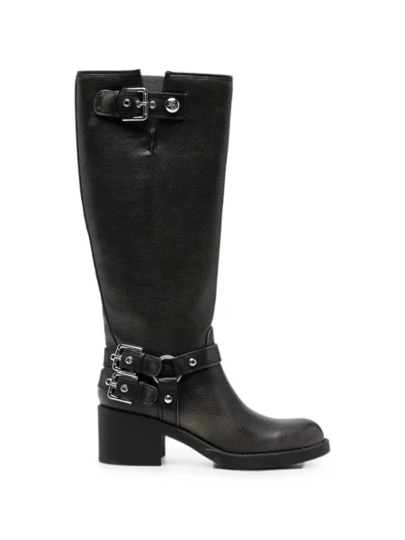 Cizme Guess din piele cu cataramă negru