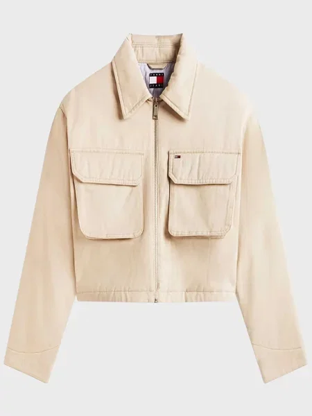 Укорочена джинсова куртка Tommy Jeans бежева