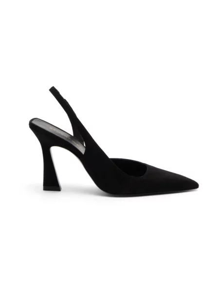 Czółenka Stuart Weitzman skórzana z otwartą piętą czarna