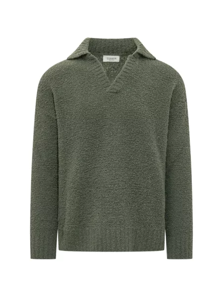 Gulerat bouclé tricou polo Laneus verde
