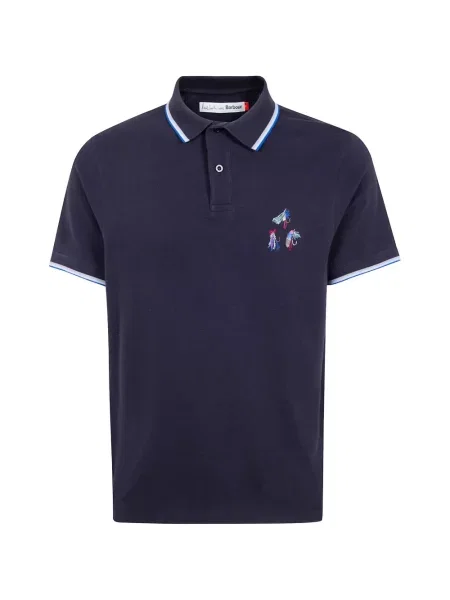 Tricou polo Barbour cu broderie albastru