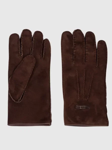 Замшевые перчатки Stefano Ricci коричневые
