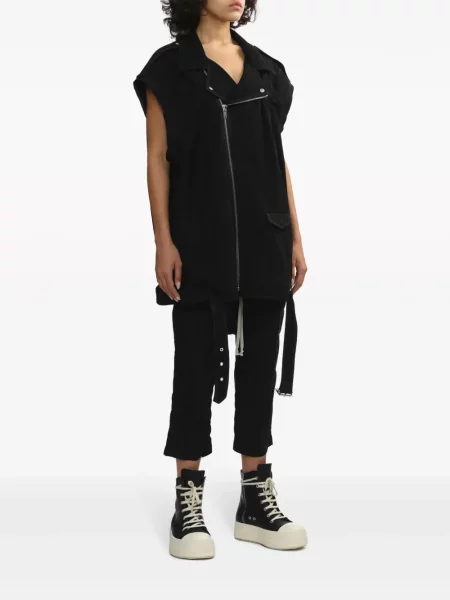 Iš natūralios odos baikeris liemenė Rick Owens juoda
