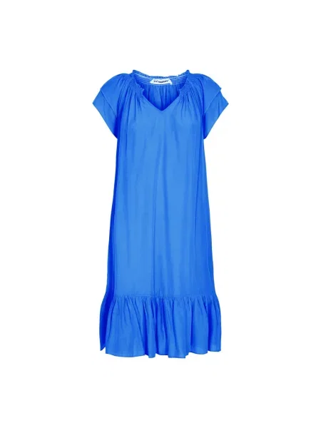 Maksi sukienka maxi Co'couture z falbankami niebieska