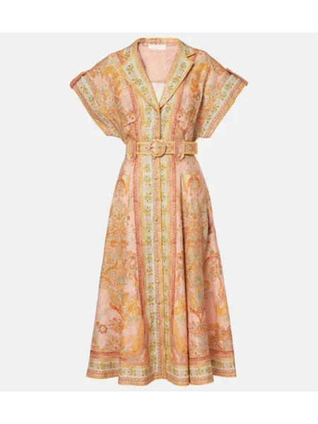 Rochie tip cămașă Zimmermann de in de costum roz