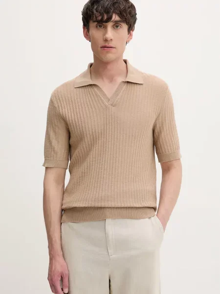 Tricou polo Hugo bej