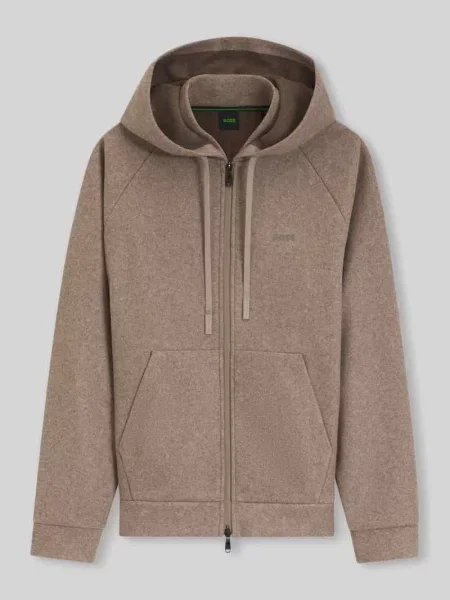 Bluza rozpinana o kroju regular fit z kapturem model SW_Transit' Boss Green zielona