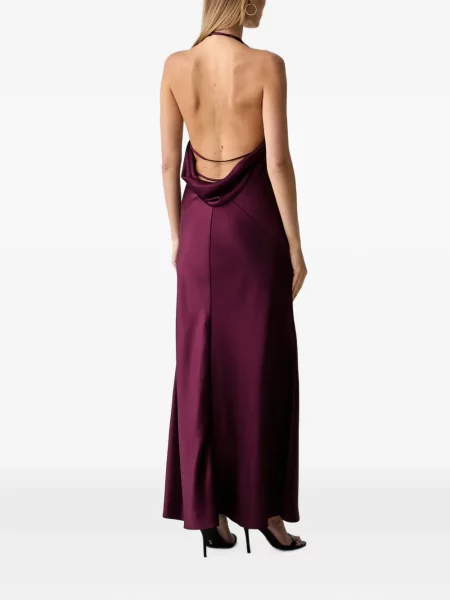 Rochie Bardot cu gât halter cu spatele deschis violet
