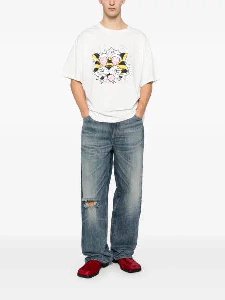 Tricou Kenzo cu imagine cu dungi de tigru alb