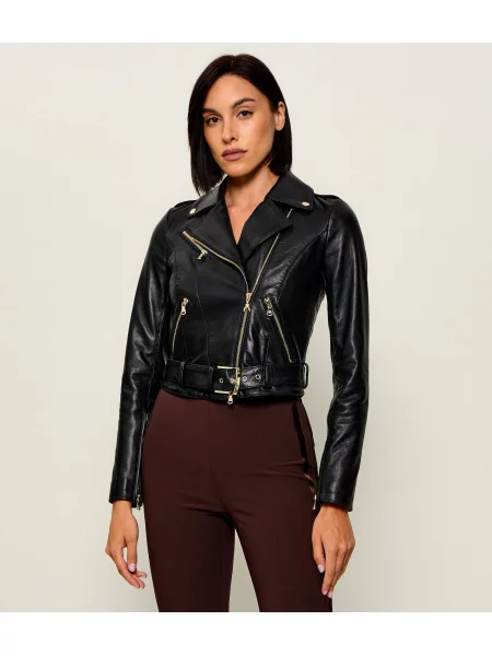 Lung tricou Patrizia Pepe din piele negru