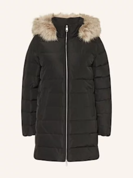 Tommy Hilfiger Płaszcz Puchowy Z Odpinanym Sztucznym Futrem schwarz czarny