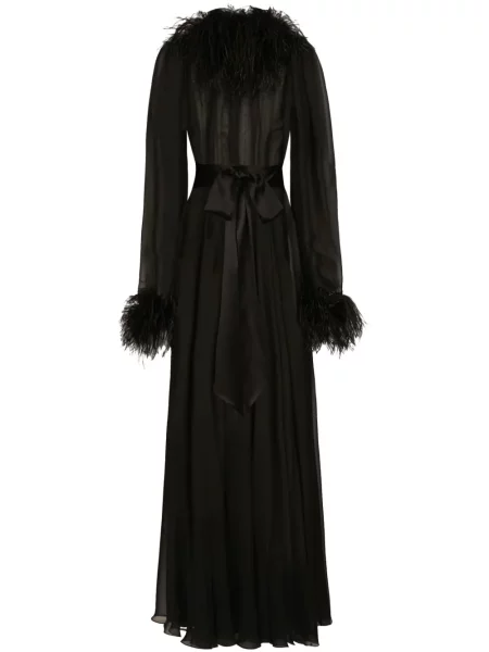 Rochie maxi Dolce & Gabbana cu pene negru