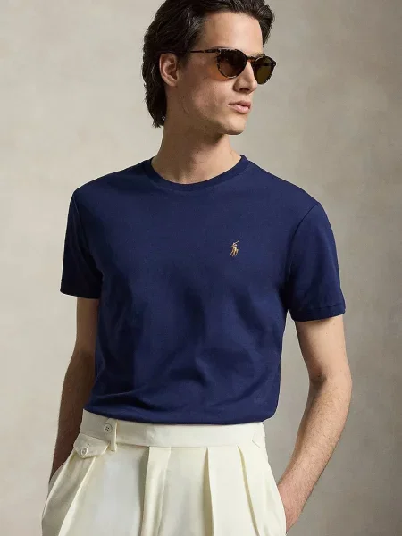Polokošeľa Polo Ralph Lauren s autogramom modrá