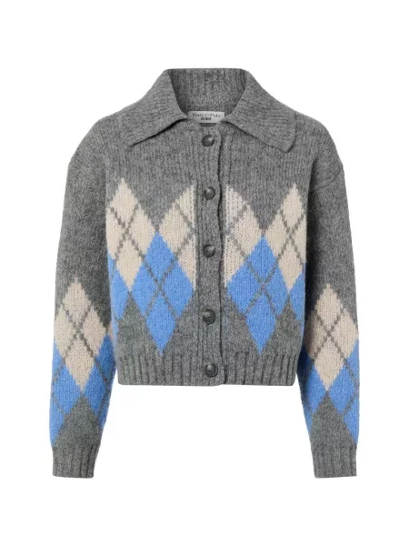 Marc O'Polo Denim kurtka z dzianiny z zawartością alpaki Kobiety wzorzysty S szary