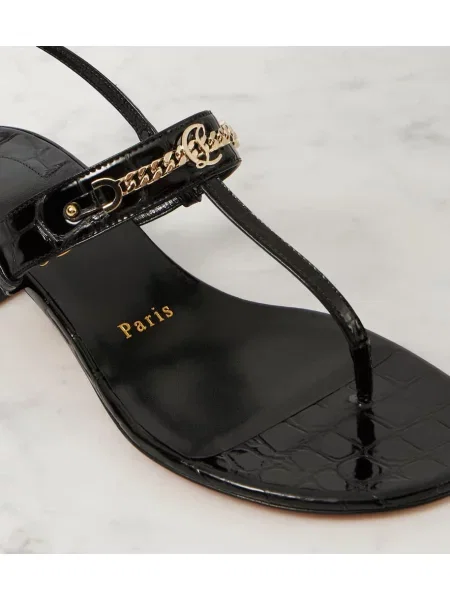Chiloți tanga Christian Louboutin din piele negru