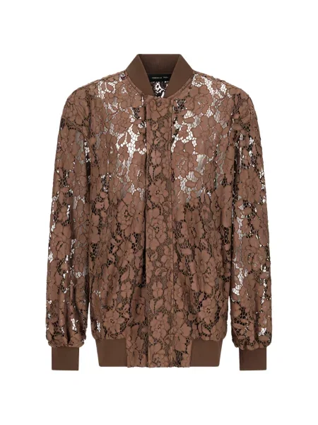 Kurtka bomber Federica Tosi koronkowy brązowy
