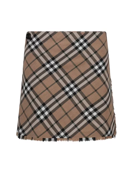 Mały spódnica plisowana Burberry wełniana beżowa