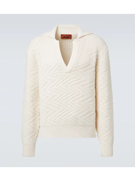 Tricou polo Missoni de lână alb