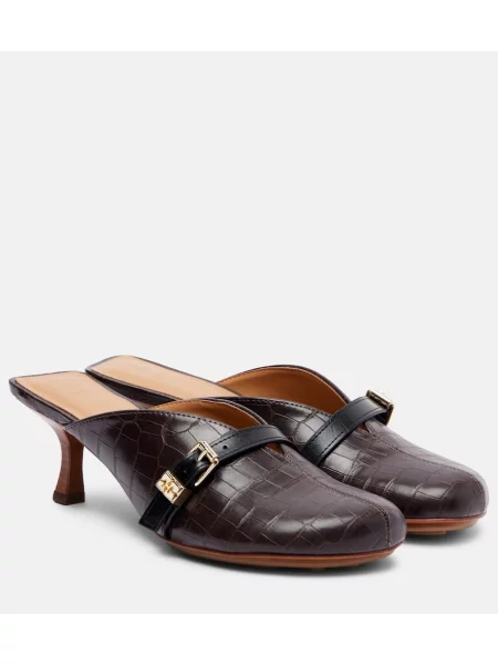 Papuci tip mules Ganni din piele maro