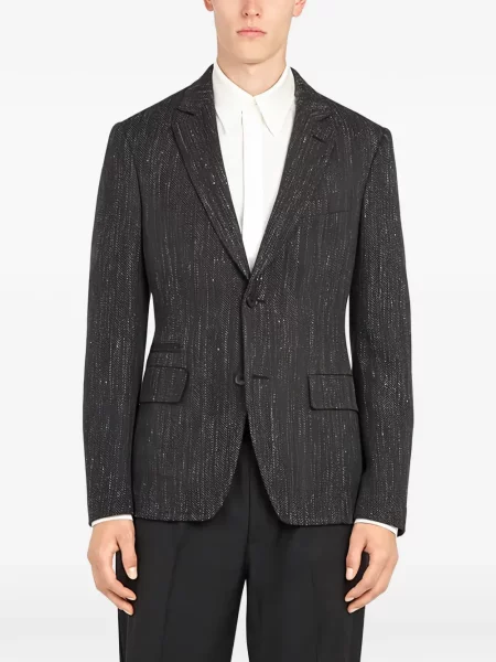 Geacă Ferragamo cu model herringbone gri
