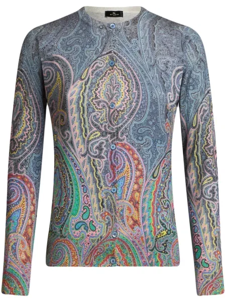 Cardigan Etro cu imagine cu model paisley albastru