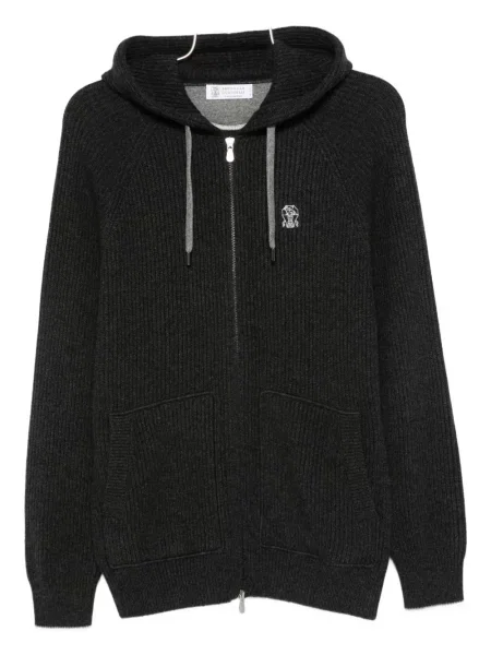 Kardigan Brunello Cucinelli z kaszmiru szary