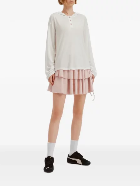 Fusta mini Mini Cream cu dungi alb