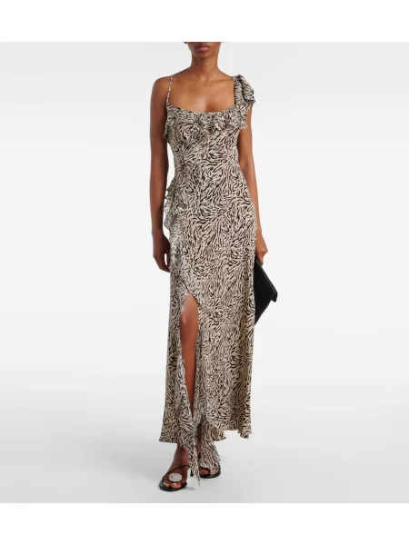 Rochie maxi Rixo de mătase de costum gri